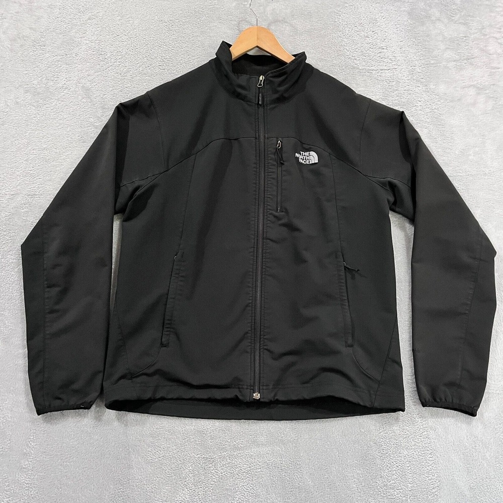 The North Face Windwall Jacket Mens‎ Large Black Soft Shell Full Zip Coat